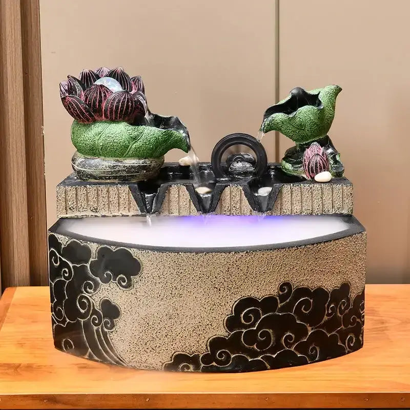نافورة أوراق اللوتس من DecorBites™: عجلة تدوير لحوض أسماك الفينغ شوي لهدايا الانتقال لمنزل جديد
