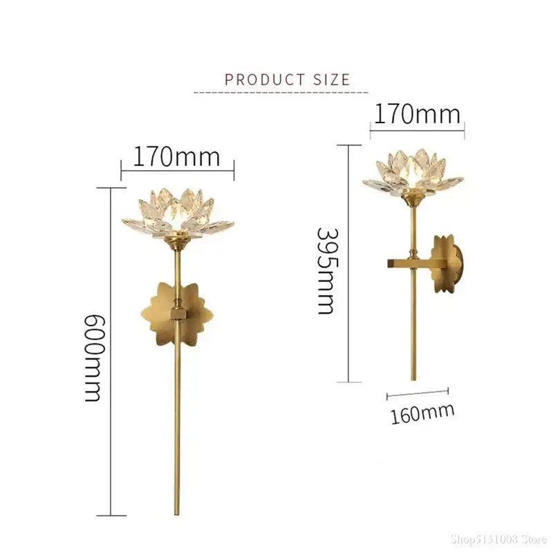 DecorBites™ Lotus LED Crystal Wall Lamp: Chinese Style Bedroom & Living Room Decor