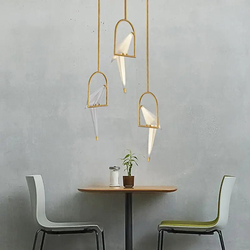 DecorBites™ Love Bird Chandelier Lighting - White Gold Designer Lustre for Dining Room