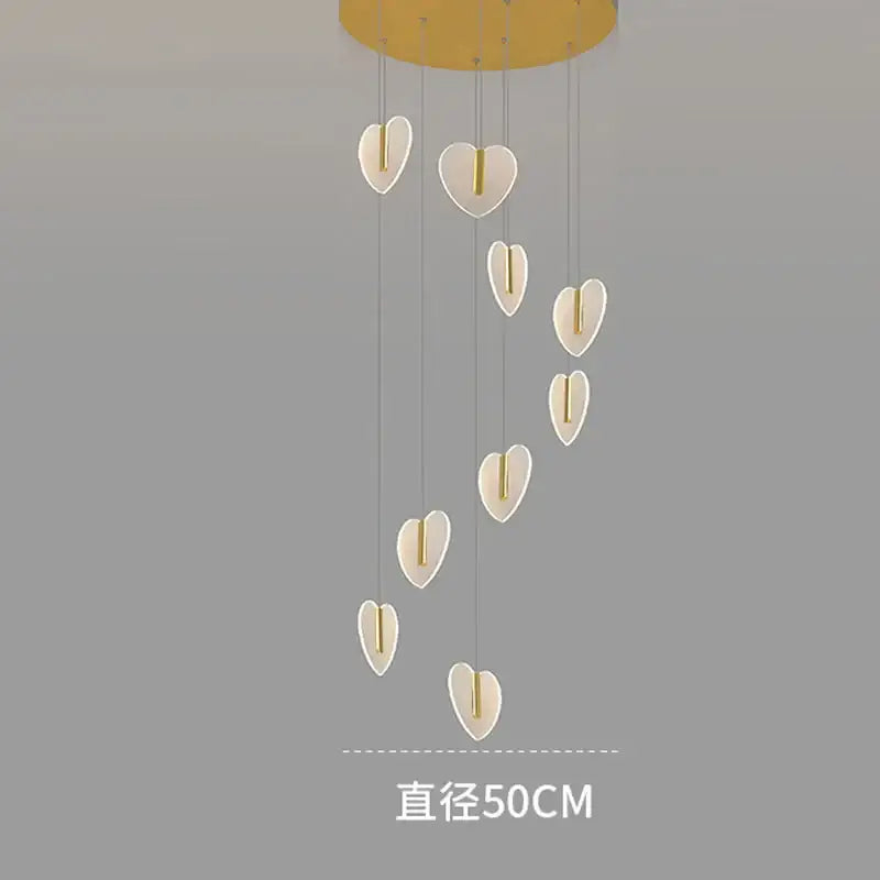 DecorBites™ Love Chandelier: Luxury Crystal Gold Lighting for Staircase & Living Room