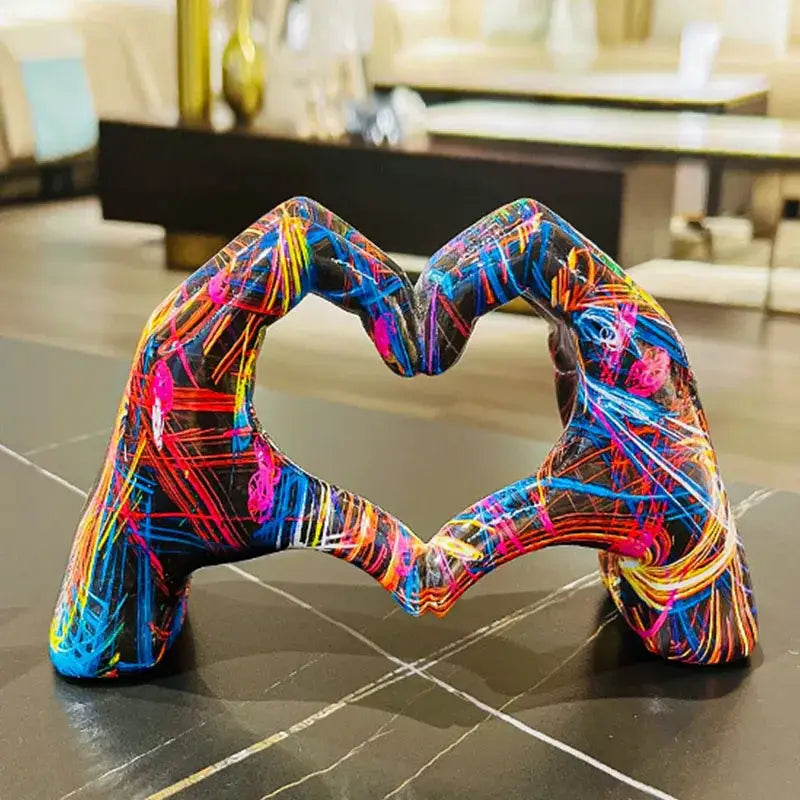 DecorBites™ Love Gesture Sculptures - Heart Hand Pop Art Figurines