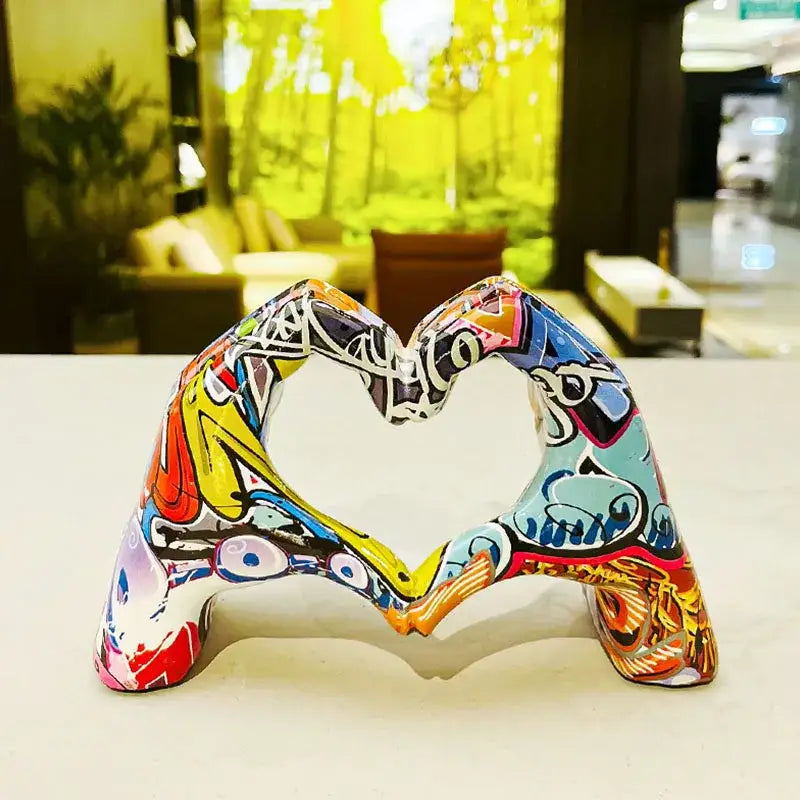 DecorBites™ Love Gesture Sculptures - Heart Hand Pop Art Figurines