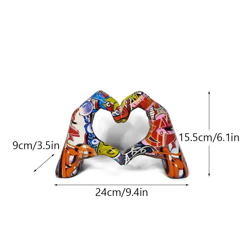 DecorBites™ Love Gesture Sculptures - Heart Hand Pop Art Figurines