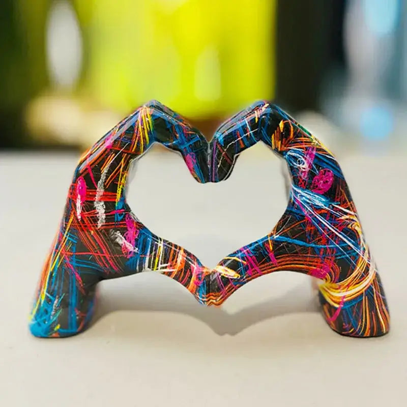 DecorBites™ Love Gesture Sculptures - Heart Hand Pop Art Figurines