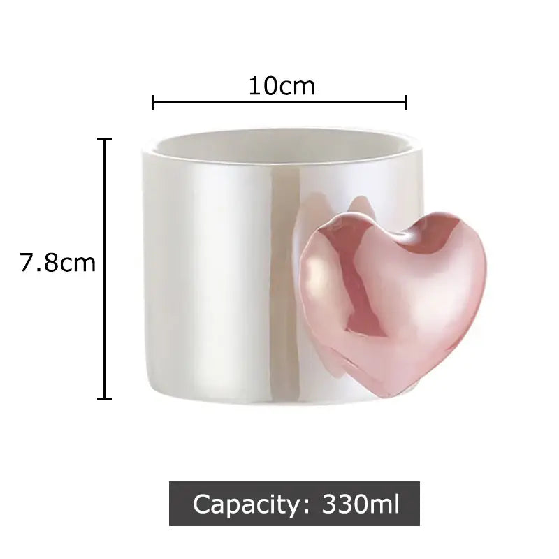 DecorBites™ Love Heart Ceramic Mugs 330ml Dining Coffee Tea Cup Juice Container