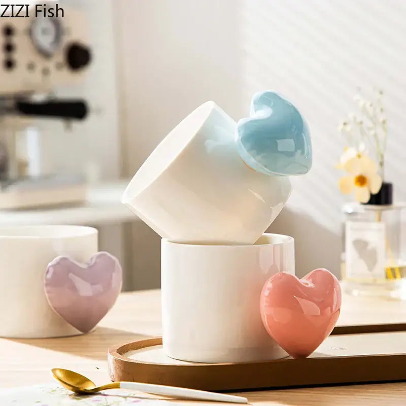 DecorBites™ Love Heart Ceramic Mugs 330ml Dining Coffee Tea Cup Juice Container