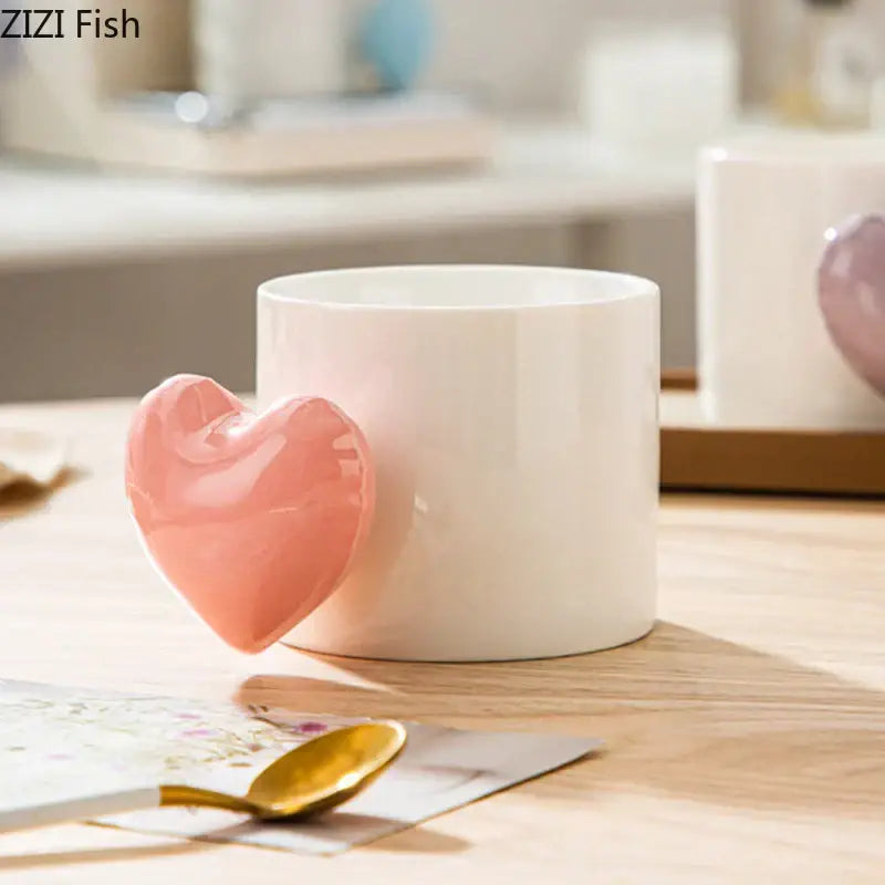 DecorBites™ Love Heart Ceramic Mugs 330ml Dining Coffee Tea Cup Juice Container