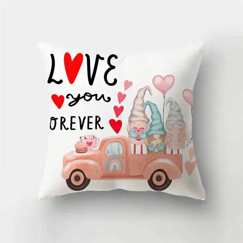 DecorBites™ Love Heart Print Pillow Covers 45x45cm Home Decor Sofa Cushion Case