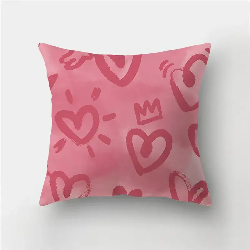 DecorBites™ Love Heart Print Pillow Covers 45x45cm Home Decor Sofa Cushion Case