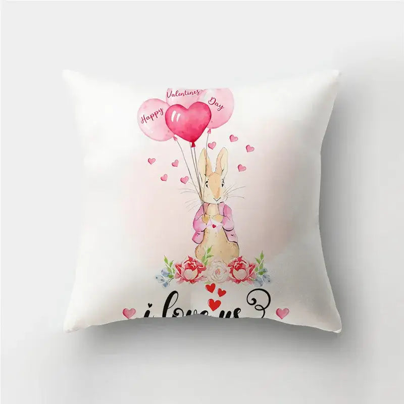 DecorBites™ Love Heart Print Pillow Covers 45x45cm Home Decor Sofa Cushion Case