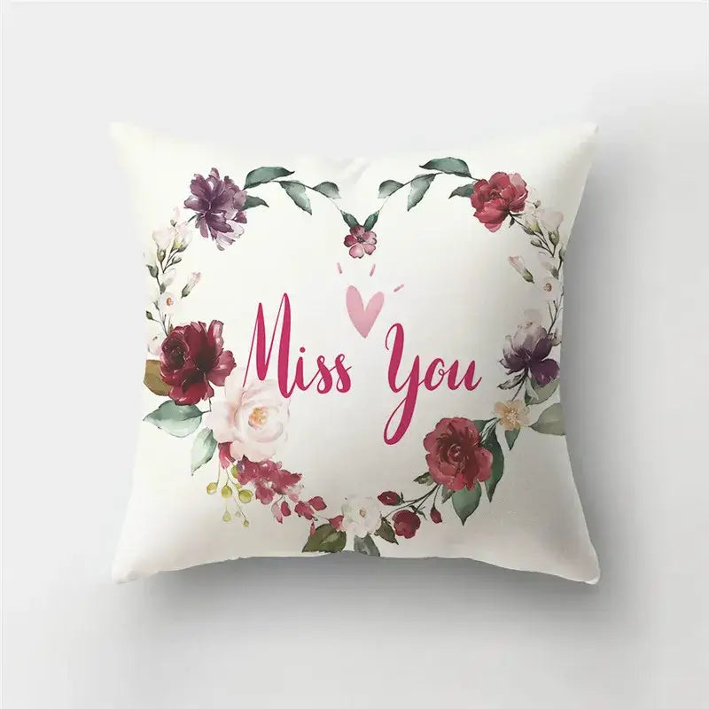 DecorBites™ Love Heart Print Pillow Covers 45x45cm Home Decor Sofa Cushion Case