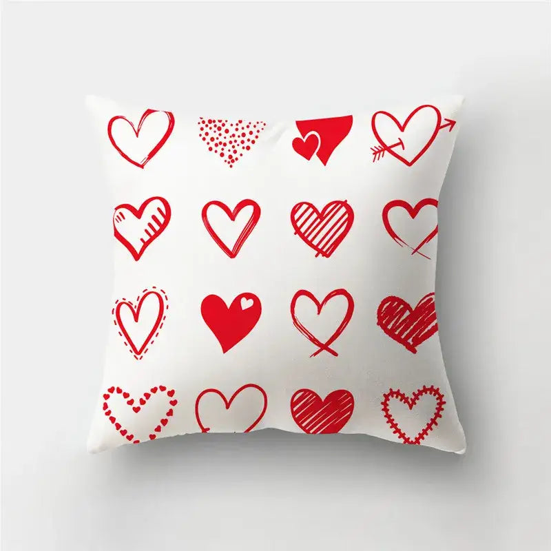 DecorBites™ Love Heart Print Pillow Covers 45x45cm Home Decor Sofa Cushion Case