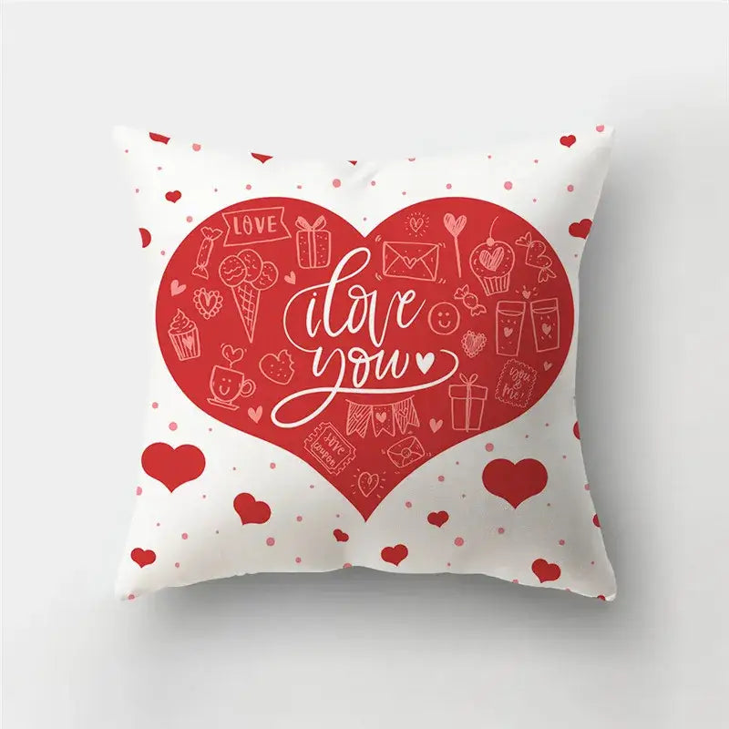 DecorBites™ Love Heart Print Pillow Covers 45x45cm Home Decor Sofa Cushion Case