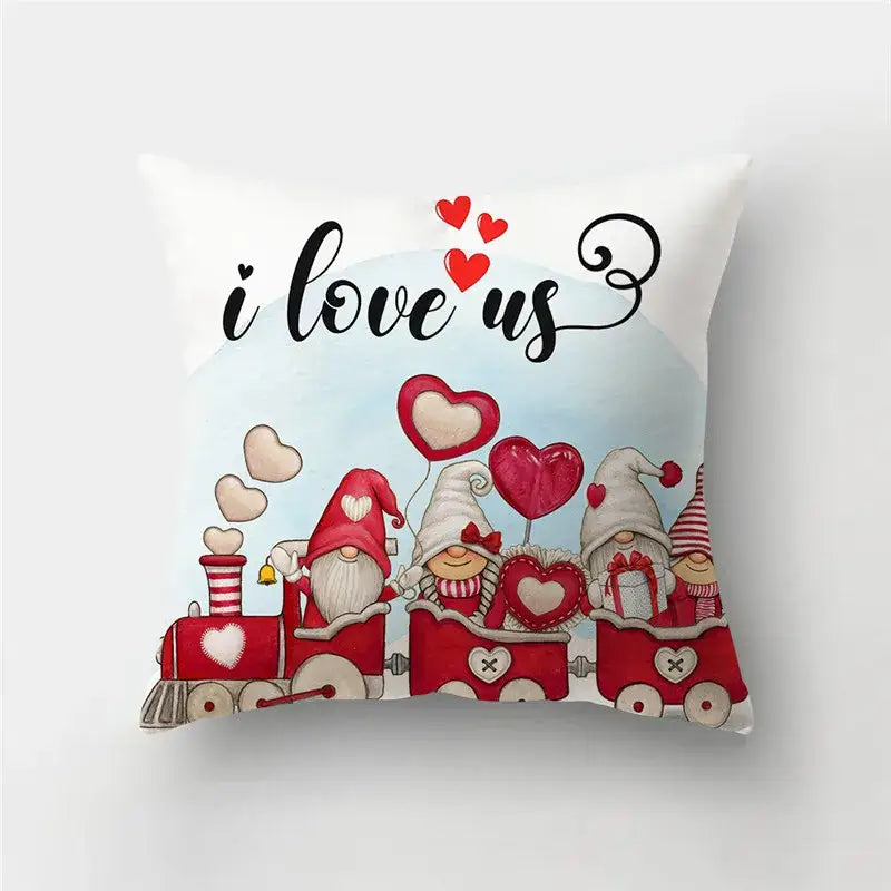 DecorBites™ Love Heart Print Pillow Covers 45x45cm Home Decor Sofa Cushion Case
