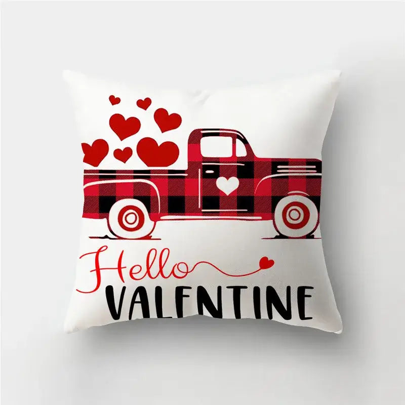 DecorBites™ Love Heart Print Pillow Covers 45x45cm Home Decor Sofa Cushion Case