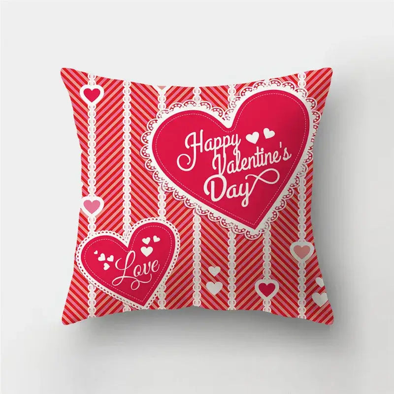 DecorBites™ Love Heart Print Sofa Cushion Covers - Nordic Valentine's Day Wedding Decor Pillowcase