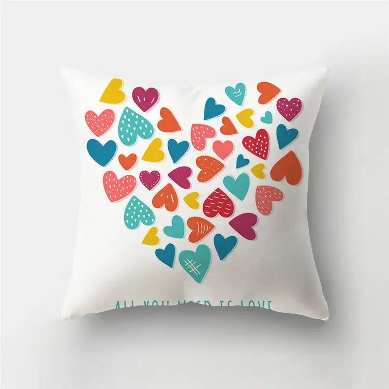 DecorBites™ Love Heart Print Sofa Cushion Covers - Nordic Valentine's Day Wedding Decor Pillowcase