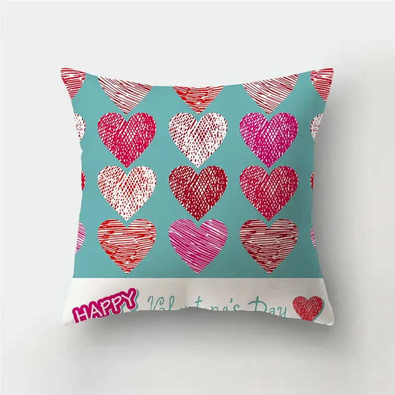 DecorBites™ Love Heart Print Sofa Cushion Covers - Nordic Valentine's Day Wedding Decor Pillowcase
