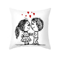 DecorBites™ Love Heart Sketch Couple Pillow Cover 45X45CM Peah Skin Print
