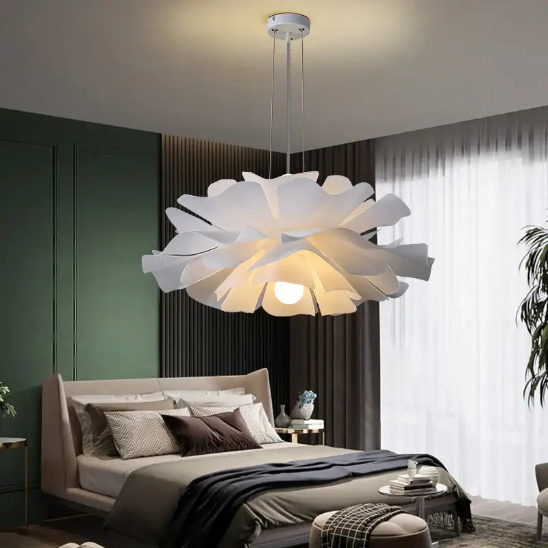DecorBites™ Love Me Not Chandelier: Simple White Flower Lamp for Bedroom or Kitchen