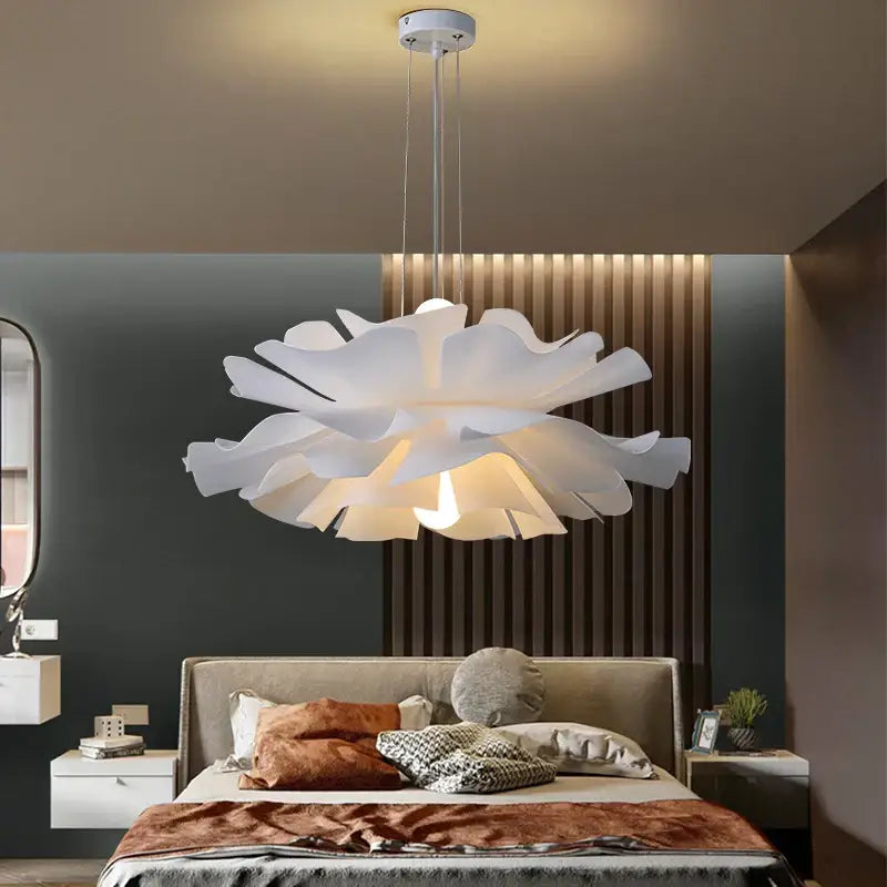 DecorBites™ Love Me Not Chandelier: Simple White Flower Lamp for Bedroom or Kitchen
