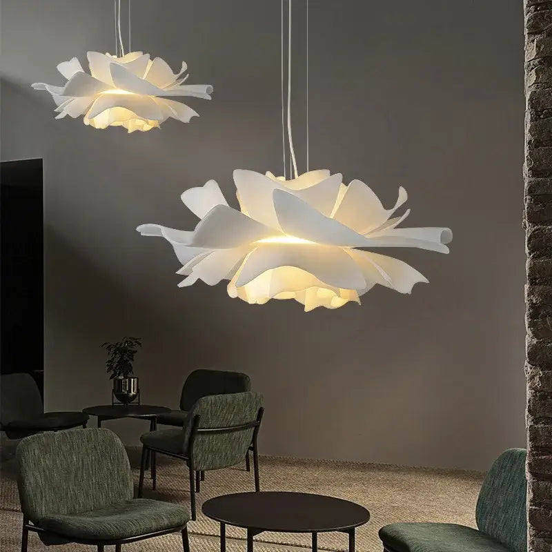 DecorBites™ Love Me Not Chandelier: Simple White Flower Lamp for Bedroom or Kitchen