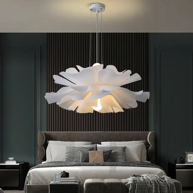 DecorBites™ Love Me Not Chandelier: Simple White Flower Lamp for Bedroom or Kitchen