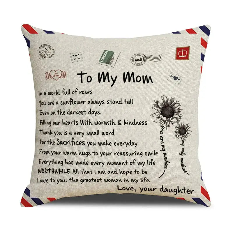 DecorBites™ Love Mom Cushion Cover 45x45cm - Family Anniversary Gift - Nordic Design