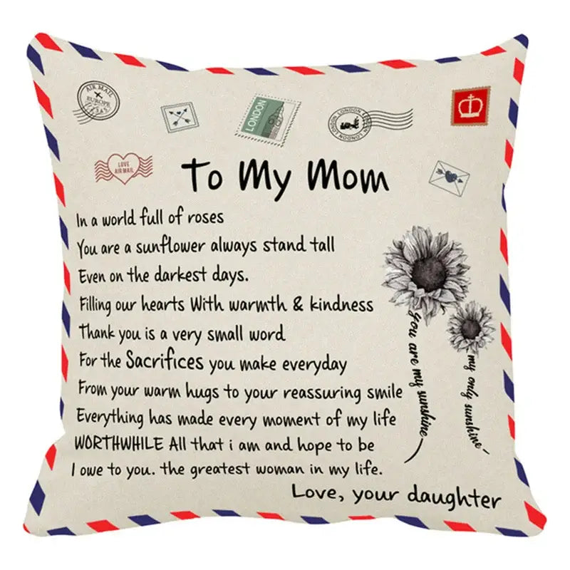DecorBites™ Love Mom Cushion Cover 45x45cm - Family Anniversary Gift - Nordic Design