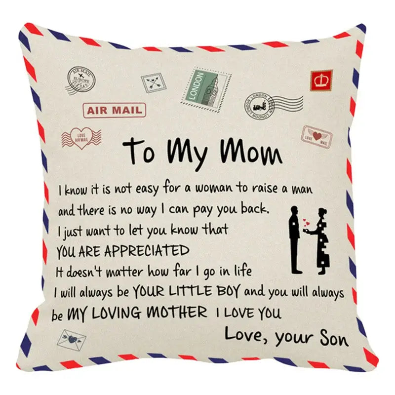 DecorBites™ Love Mom Cushion Cover 45x45cm - Family Anniversary Gift - Nordic Design