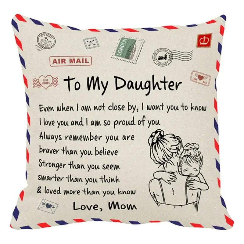 DecorBites™ Love Mom Cushion Cover 45x45cm - Family Anniversary Gift - Nordic Design