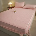 DecorBites™ Love Pattern Cotton Fitted Sheet Single - Anti-Slip, Dustproof & Luxury