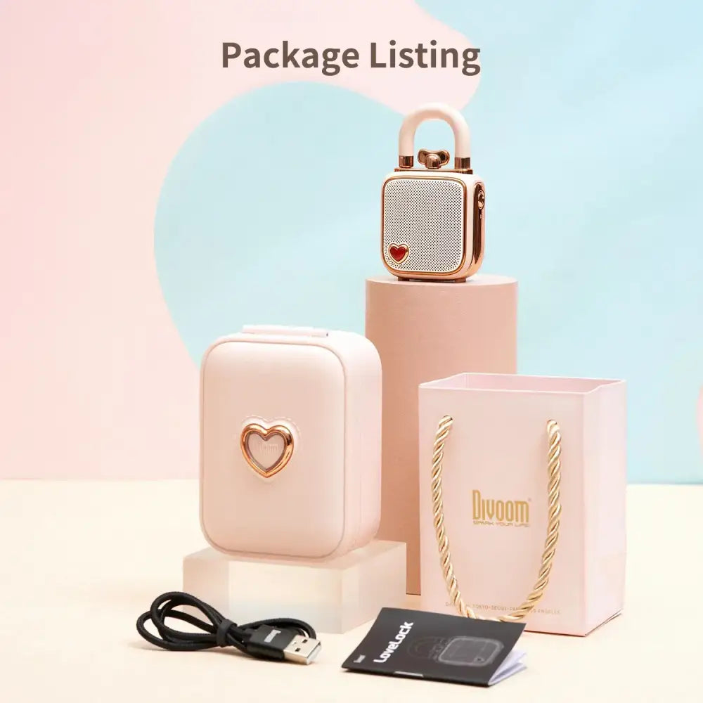 DecorBites™ LoveLock Mini Bluetooth Speaker - Pink, Retro Design, 5W Sound Box