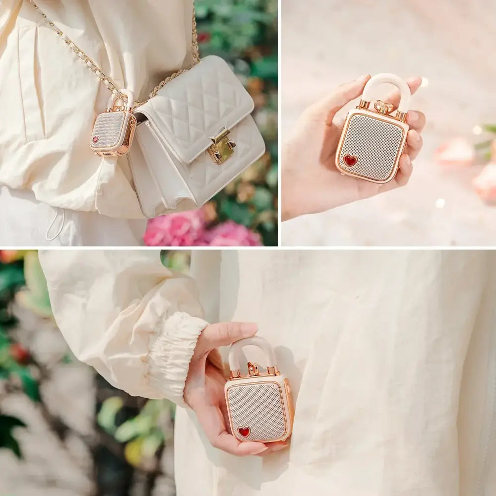 DecorBites™ LoveLock Mini Bluetooth Speaker - Pink, Retro Design, 5W Sound Box