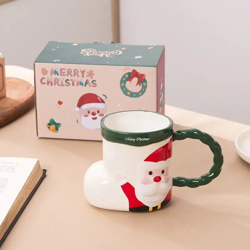 DecorBites™ Lovely Christmas Socks Ceramic Mug Santa Coffee Cup Xmas Gift