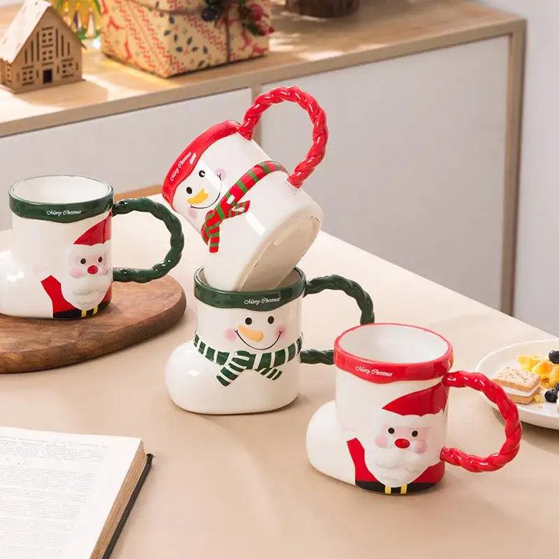DecorBites™ Lovely Christmas Socks Ceramic Mug Santa Coffee Cup Xmas Gift
