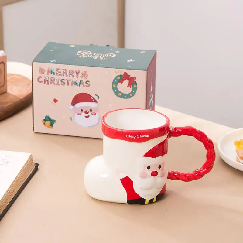 DecorBites™ Lovely Christmas Socks Ceramic Mug Santa Coffee Cup Xmas Gift