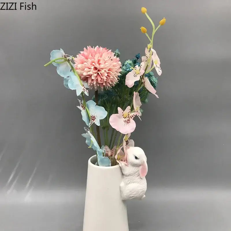 DecorBites™ Lovely Rabbit Ceramic Vase Pot for Floral Arrangement, Table Decor & Aesthetic Room Appeal