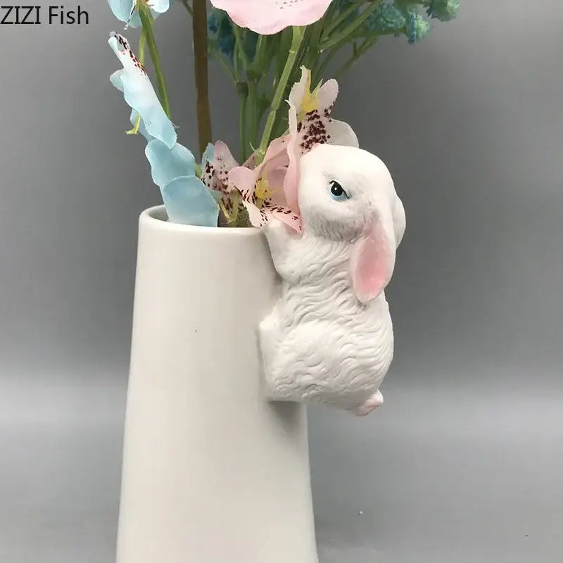 DecorBites™ Lovely Rabbit Ceramic Vase Pot for Floral Arrangement, Table Decor & Aesthetic Room Appeal