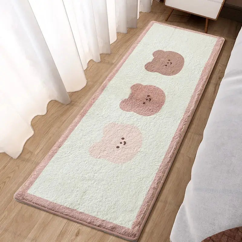سجادة بجانب السرير بتصميم أرنب وردي جميل من DecorBites™ لغرفة نوم الفتيات والأطفال