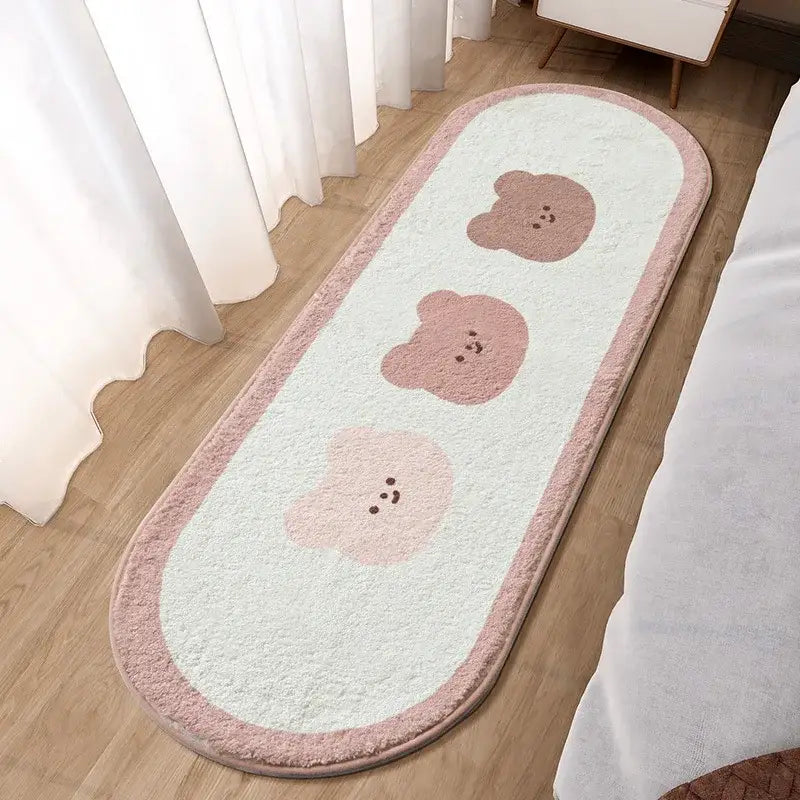 سجادة بجانب السرير بتصميم أرنب وردي جميل من DecorBites™ لغرفة نوم الفتيات والأطفال