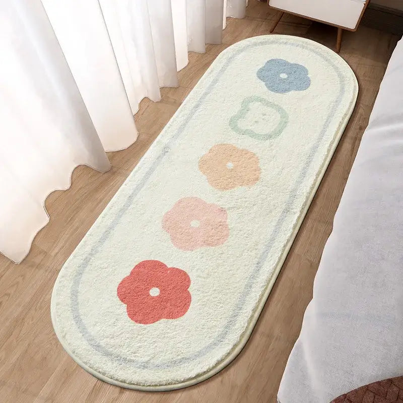 سجادة بجانب السرير بتصميم أرنب وردي جميل من DecorBites™ لغرفة نوم الفتيات والأطفال