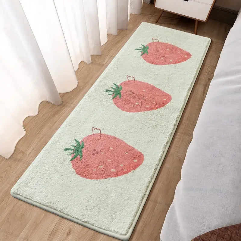 سجادة بجانب السرير بتصميم أرنب وردي جميل من DecorBites™ لغرفة نوم الفتيات والأطفال