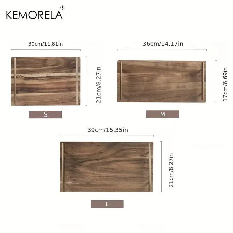 DecorBites™ Lovesickness Wooden Serving Tray with Metal Handle | Elegant Fruit and Sushi Dish