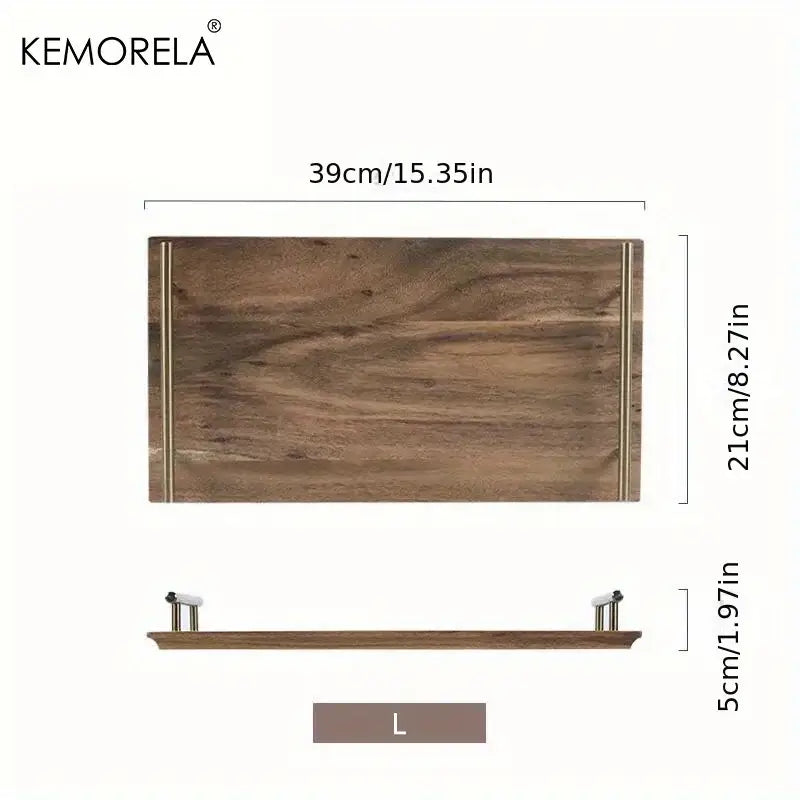 DecorBites™ Lovesickness Wooden Serving Tray with Metal Handle | Elegant Fruit and Sushi Dish