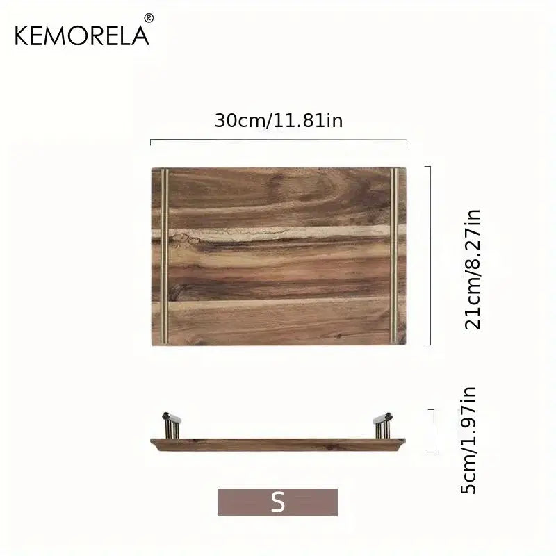 DecorBites™ Lovesickness Wooden Serving Tray with Metal Handle | Elegant Fruit and Sushi Dish