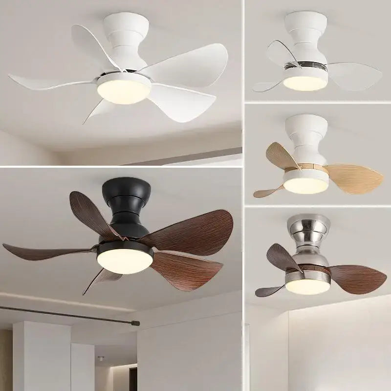 DecorBites™ Low Floor DC Motor Ceiling Fan with Remote Control, 32W, Modern Black White, 220V 110V