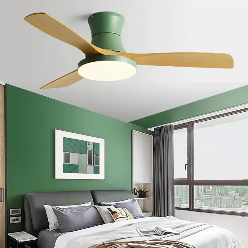 DecorBites™ Low Profile Ceiling Fan Light with Black ABS Blades and Remote Control