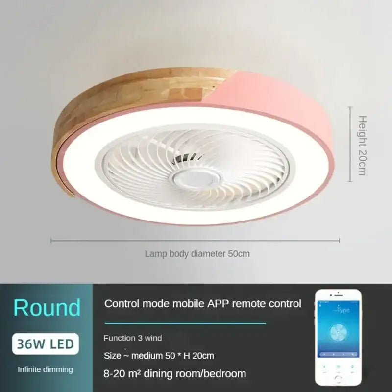 DecorBites™ Low Profile Wood Ceiling Fan Light with Remote Control LED Indoor Air Circulator
