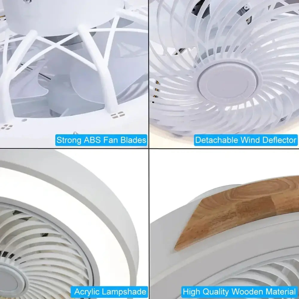 DecorBites™ Low Profile Wood Ceiling Fan Light with Remote Control LED Indoor Air Circulator